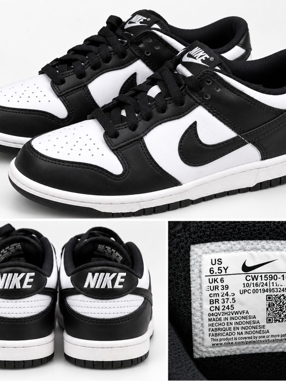 Nike Kids Black and White Low-Top Sneakers